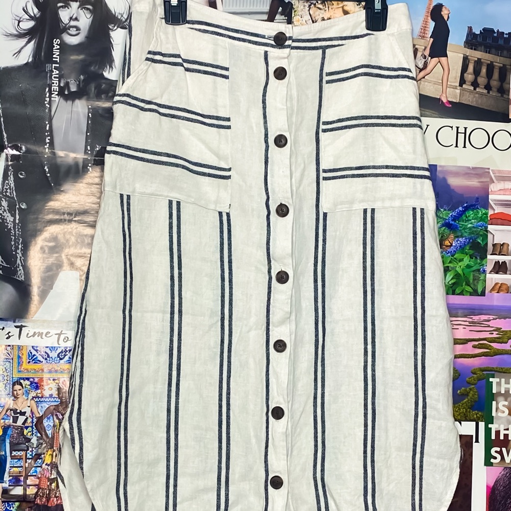 Gap Striped Linen Skirt Size 8